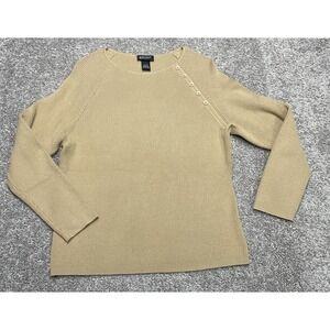 Lane Bryant Crew-Neck Button-Shoulder 1X Sweater SIZE 14/16 BEIGE TRI BLEND NICE
